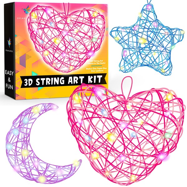 Dylan & Rylie DIY 3D Moon Lantern String Art Kit - Easy Craft for Kids 8+, Glowing Room Decor, Creative Gift for Children