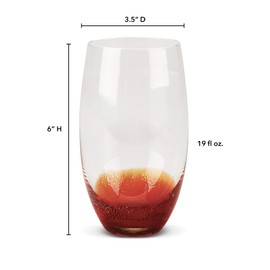 IMPULSE! Color droplet Bottom Glassware Sets- Set of 4 in Highball Red drinking glasses