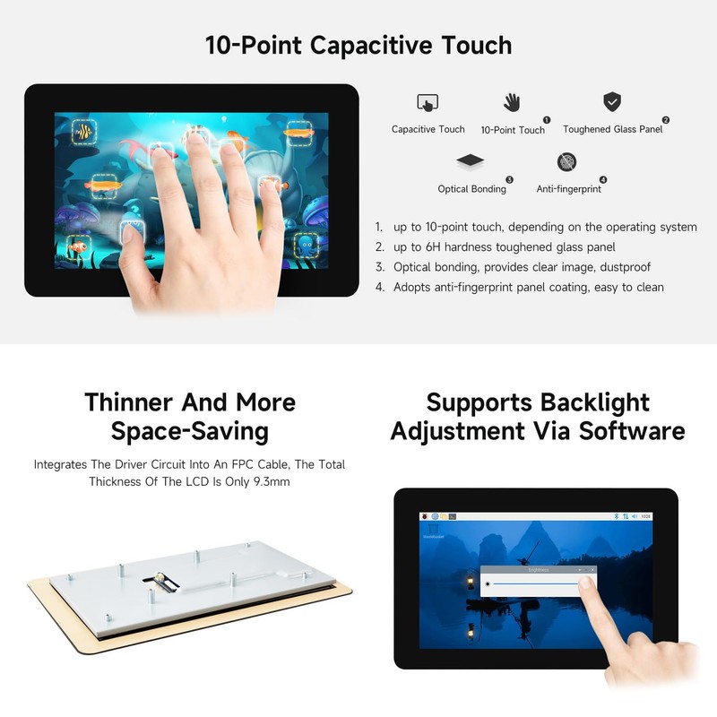 Waveshare 7inch DSI Capacitive Touch Display, 1280×720 Pixels, IPS Panel,