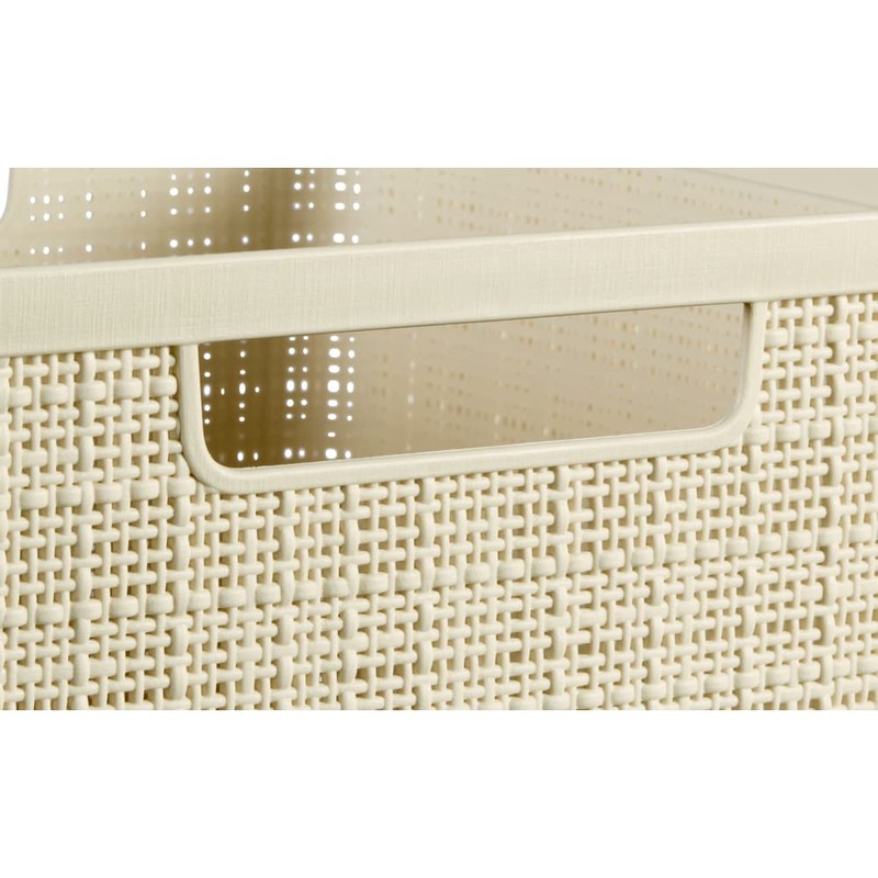 Curver Juliet 100% Recycled Plastic Rectangular Jute Basket, 5 Litre,