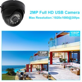 Hotpet 1080P Security Webcam 2MP USB Camera Day Night Vision Indoor Outdoor Webcamera High Speed 120fps OTG Camera Vandal-Proof Minicam with 24pcs IR LED for for Baby Pets Monitor Home Security