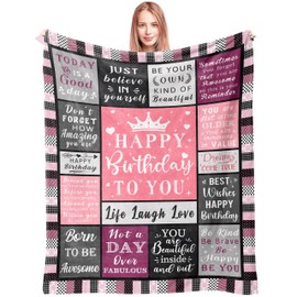 Spwasplo Birthday Gifts&Decorations for Women Grandma Mom Wife Daughter Sister Friends Unique - Soft Birthday Throw Blanket for Bedding Sofa 60"x50"