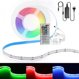 COB LED Strip 12 V 2 m RGB IR Kit Dimmable COB LED Strip, Arote RGB COB LED Strip with 44 Key Controller and Power Supply, 576 LEDs/M LED Light Strip Colour Changing, for Bedroom, Kitchen, Home,