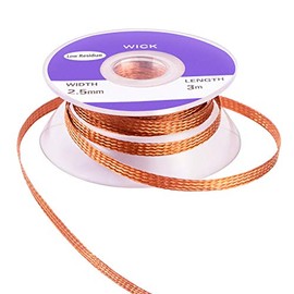MIKIMIQI Solder Wicks, No-Clean Solder Braided Wicks Desoldering Wicks Solder Removal Tool, 0.1 Inch Width 3 Meter Length