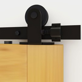 BONIKLUBA 6.6FT Heavy Duty Sliding Barn Door Hardware Track Kit Top Mount Black T Shape Roller Hanger Set for Single Door Use