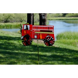 In the Breeze 2509 Fire Truck Ground Spinner-Garden Decoration
