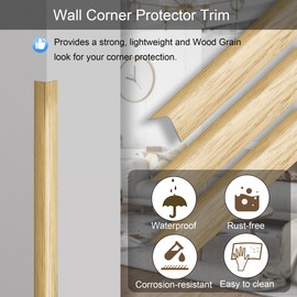 6 Pcs 49" Wall Corner Protector Trim, Oak Wood Grain Edge Strip for Door and Window Frames Mirror Trim Backsplash Tile Edge (Oak)