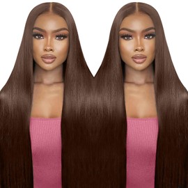 XZZ Brown Wear and Go Glueless Wigs Human Hair Pre Plucked Pre Cut 220% Density 9x6 Chocolate Brown Lace Front Wig 26 Inch Dark Brown Glueless Wig Human Hair Straight Pre Everything for Women