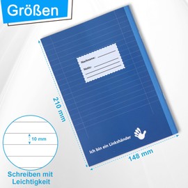 BEIMEIII Pack of 6 Notepad A5 Left-Handed Left-Handed Pad Lined 24 Sheets Notebook for Left-Handed Notebook A5 Lined School Notebook A5 Lined for Left-Handed College Pad Student Primary School