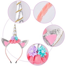 Unicorn Headband Birthday Girl Sash Satin Silk Sash, Birthday Party Decoration Girl's Rainbow Unicorn Party Supply