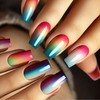 Shimmerz 24 Pieces Rainbow Ombre Press-on Nails Colourful Gradient Smudged