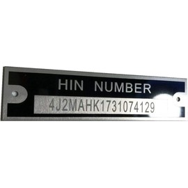 Engraved HIN Tag ID Plate Serial Number Watercraft Fishing Speed Boat Skiing
