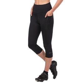 Terry Cycling Capris for Women Padded Bike Capris, Holster Hi-Rise High Waist Knicker, Regular & Plus Size Capris - Black, X Large