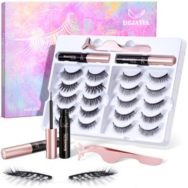 DEJAVIA Magnetic Lashes [10 Pairs], Premium Natural Looking Magnetic Eyelashes with Eyeliner Kit，Reusable Lightweight Wispy Strong Magnetic Eyelashes with Applicator and Tweezers, No Glue Needed | DEJAVIA
