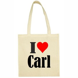 Reifen-Markt I Love Carl Shopping Bag School Bag Gym Bag 38 x 42 cm in Black or White, beige