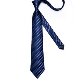 DiBanGu Extra Long Tie for Men Silk 63 inches XL Necktie and Pocket Suqare Cufflinks Set Mens Big and Tall Tie Wedding Party, Navy Blue