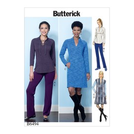 Butterick Patterns Misses' Knit Raglan Sleeve Tops and Dress, E5 (14-16-18-20-22)