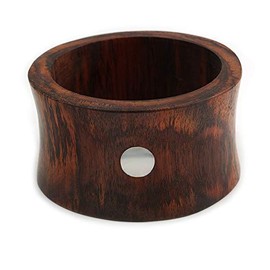 Avalaya Wide Chunky Wood Shell Dotted Bangle - 18cm Long