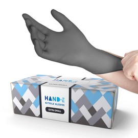 Hand-E Touch Grey Disposable Nitrile Gloves X Small 50 Count, Powder and Latex Free Medical Gloves for Exams and Surgical Needs - Food Safe for Cooking - Textured Fingertips
