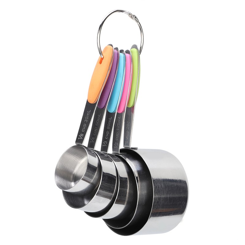 5pcs Stainless Steel Thermal Insulation Measuring Scale Cups Set Kitchen