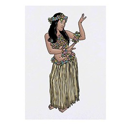 'Dancing Hula Girl' Temporary Tattoo - Water Resistant, Skin-Safe, Non-Toxic Transfer (TO00042056)