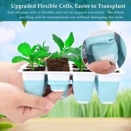 Bandeja de Inicio de Semillas con luz de Crecimiento, 60 Celdas Flexibles, 5 Piezas de Kit de iniciación de Semillas, bandejas Reutilizables para iniciación de plántulas con cúpula de Humedad y Tapa