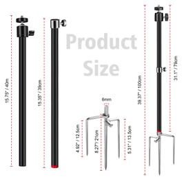 Adfitjo Game & Trail Camera Mount, 3 in 1 Aluminum 360 Degree Rotation Trail Camera Stand Mount Ground Holder, Thread Connection 1/4''-20 (6 mm) for Hunting Cameras, Solar Panels, etc.(1 Pack)