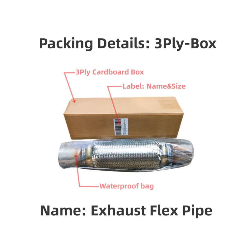 SUISFLXGRO Exhaust Flex Pipe 3.5"X8"/12" Universal Type 100% Stainless Steel