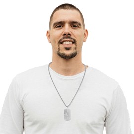 RWQIAN Silver American Flag Initial Dog Tag Necklace for Men Boys, Stainless Steel Letter C with 24 Inch Chain Military Pendant Jewelry Gift for Valentine's Birthday Christmas Anniversary Fathers Day