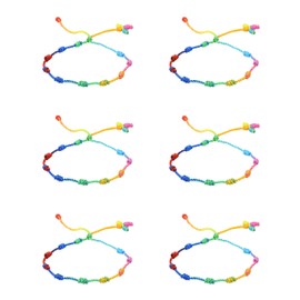 COLORFUL BLING 6Pcs Braided Red Cord Knot String Bracelet Amulet for Protection Adjustable Rainbow Strand Thread Kabbalah Ankle Bracelet Good Luck for Friendship Family Jewelry-A Rainbow