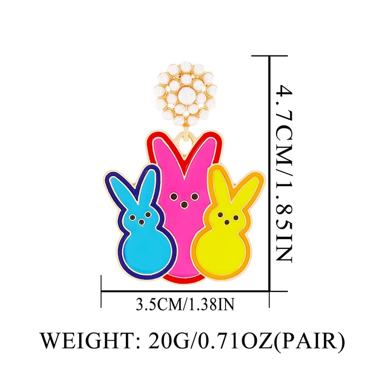 Aksod Easter Earrings Colorful Rabbit Bunny Egg Earrings Dangle Funny