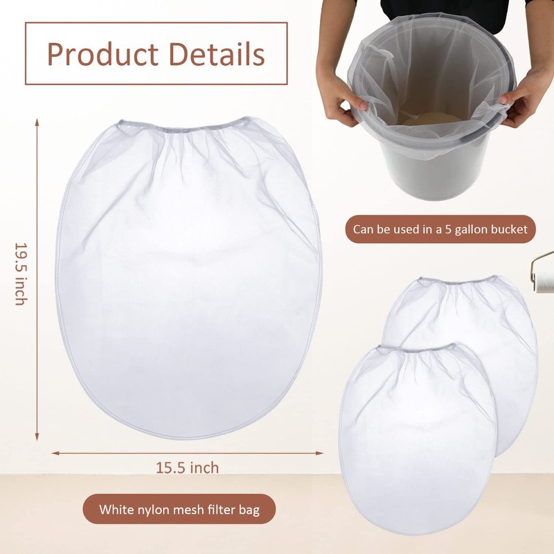 Patelai 5 Pcs 5 Gallon Paint Strainer Bags Regular Fine