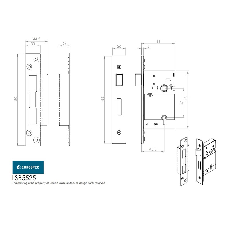 EASI - T 5 Lever SASHLOCK BS 64MM
