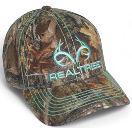 Realtree RT Edge Womans Teal Antler Logo Camo Ladies Fit Cap, Adjustable Buckle, Moisture Wicking Sweatband