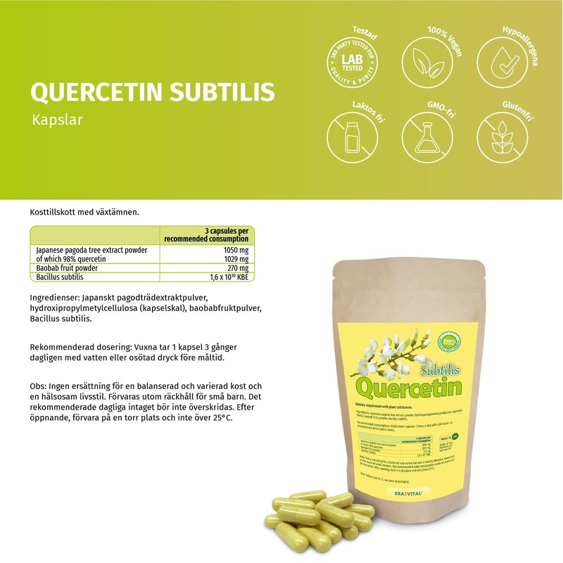 Quercetin Subtilis Kapseln mit wichtigen Begleitern - Baobab-Fruchtpulver und Bacillus