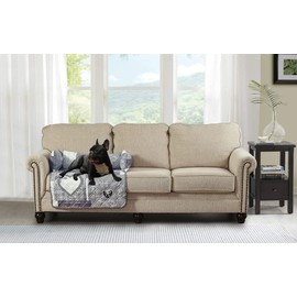 Brilliant Sunshine Grey Heart Love Patchwork Pet Sofa Bed, Quilted, Slip Resistant, Washable Couch Protector with Removable Bolster Cushions, Furniture Cover for Pets, Dogs, Cats, Medium, Grey