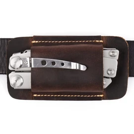 Topstache Leather Sheath, Handmade Multitool Holster, Horizontal Carry Leather Knife Sheath for Belt, EDC Pocket Organizer for Men,Size M,Darkbrown