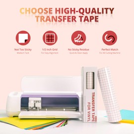 YRYM HT Clear Vinyl Transfer Paper Tape Roll-12 x 50 FT w/Alignment Grid Application Tape for Silhouette Cameo, Adhesive Vinyl for Decals, Signs, Windows, Stickers