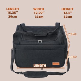 Lightweight Waterproof Cat Carrier - Foldable Design w/Full Cover for Security, Includes Collapsible Bowl, Black