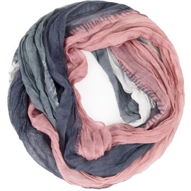 Gloop Women's Scarf Light Loop Scarf Tube Scarf with Colour Gradient Various Colours, Dusky pink-grey-light grey loop scarf