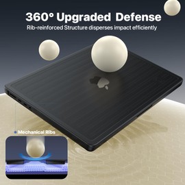 Soonjet TravelArmor - Funda para MacBook Pro de 14 pulgadas | M4 M3 M2 M1 Pro/Max 2025 2024-2021 | Tecnología antigrieta | Estructura acanalada | Cubierta rígida para portátil | Espacio negro