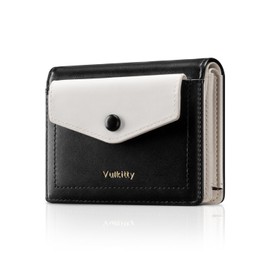 Vulkitty Bifold Multiple Card Wallet for Women Rfid Blocking Leather Credit Card Purse with Zipper Closure Pockets(Black)