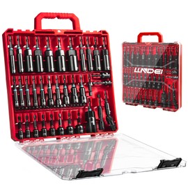 LLNDEI Magnetic Impact Nut Driver Set, 55PCS 1/4 socket set with Deep Driver Bit Sets Includes Bit Extension, Pivoting & Wing Nut Setters Compatible with Impact Drills & Deep Drivers