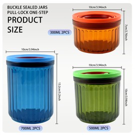 AKOBEARLA Airtight Food Storage Containers BPA-Free Stackable Air Tight Kitchen Pantry Organization Canisters Ideal for Storage Cereal Snack Flour Sugar Coffee Spaghetti (6pcs)