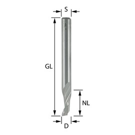 ENT Helical Aluminium and PVC Cutter HS-E Shank (C) 8 mm, Diameter (A) 5 mm, B 14 mm, Z1, GL 120 mm