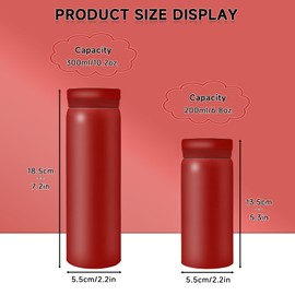 Boziee Small Stainless Steel Thermos Flask 200 ml / 300 ml BPA Free Vacuum Insulated Bottle Mini Thermos Flask (Red, 300 ml)