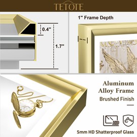 TETOTE Gold LED Mirror for Bathroom 24x32 Metal Frame Frontlit & Backlit Lighted Vanity Mirror Baroque Anti Fog Stepless Dimmable White/Warm/Natural,CRI90+,Wall Mounted(Horizontal/Vertical)