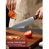 FOHERE Kitchen Knife Set with Ergonomic Red Pakkawood Handle, 5