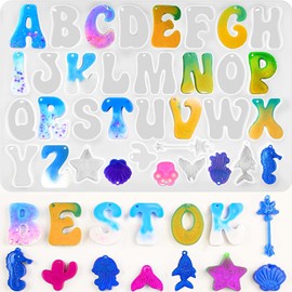 ZQYSING ZQYSING Alphabet Resin Molds with Hole, Reversed Alphabet Silicone Molds for Epoxy Resin, Letter Resin Molds for Keychain Jewelry Pendant Making