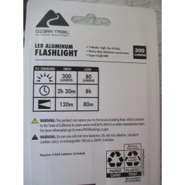 Ozark Trail LED Aluminum Flashlight, Handheld, 300 Lumens, 3 Modes - Pick Color - Camo